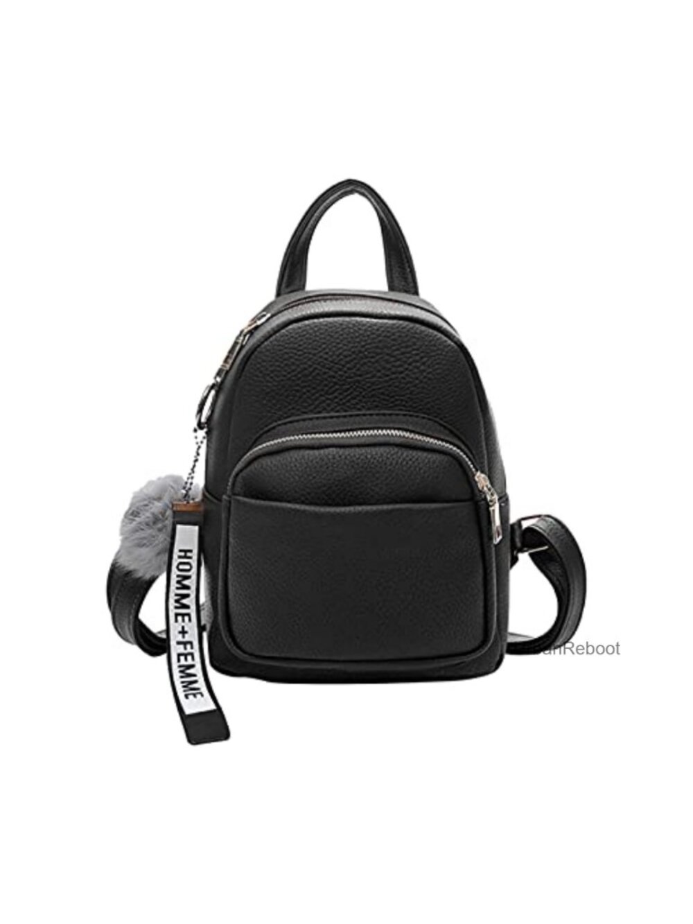 Mini Backpack PU Leather Daypack Small Rucksack with Pompom for Travel